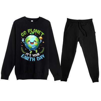 Cute Go Planet Its Your Earth Day 2024 Teacher Student Premium Crewneck Sweatsuit Set