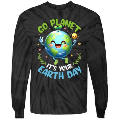 Cute Go Planet Its Your Earth Day 2024 Teacher Student Tie-Dye Long Sleeve Shirt