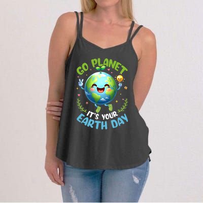 Cute Go Planet Its Your Earth Day 2024 Teacher Student Women's Strappy Tank