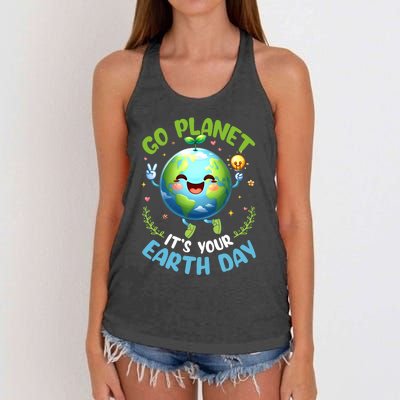 Cute Go Planet Its Your Earth Day 2024 Teacher Student Women's Knotted Racerback Tank