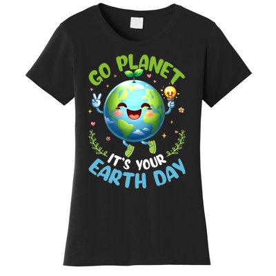 Cute Go Planet Its Your Earth Day 2024 Teacher Student Women's T-Shirt