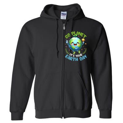 Cute Go Planet Its Your Earth Day 2024 Teacher Student Full Zip Hoodie