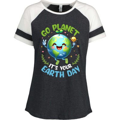 Cute Go Planet Its Your Earth Day 2024 Teacher Student Enza Ladies Jersey Colorblock Tee