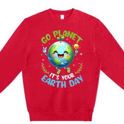 Cute Go Planet Its Your Earth Day 2024 Teacher Student Premium Crewneck Sweatshirt