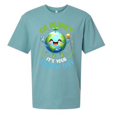 Cute Go Planet Its Your Earth Day 2024 Teacher Student Sueded Cloud Jersey T-Shirt