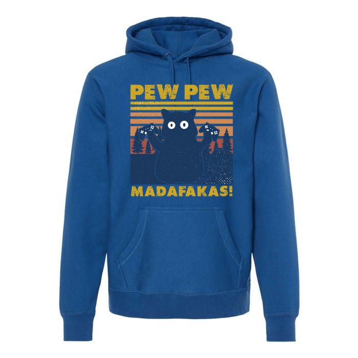 Cat Gaming Pew Pew Madafakas Vintage Gamepad Great Gift Premium Hoodie