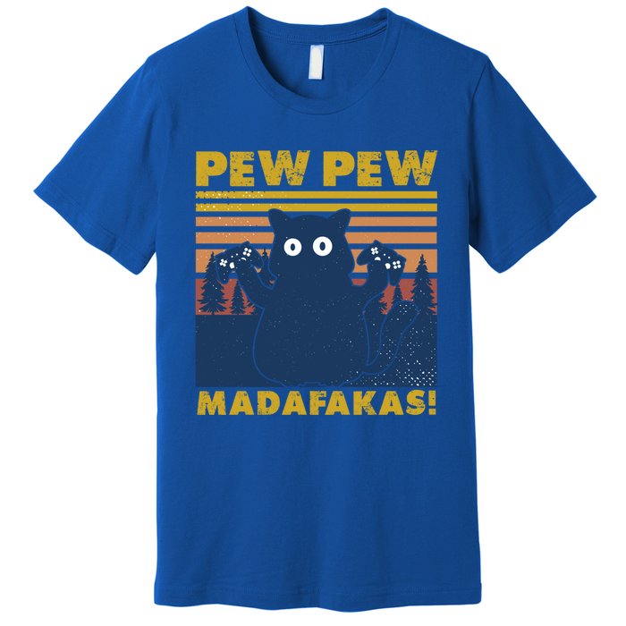 Cat Gaming Pew Pew Madafakas Vintage Gamepad Great Gift Premium T-Shirt