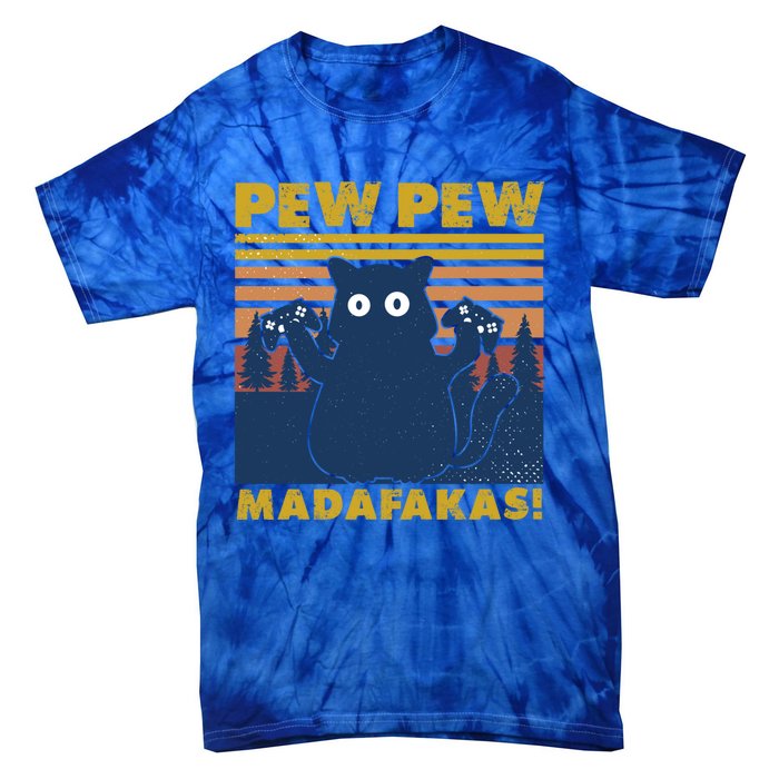 Cat Gaming Pew Pew Madafakas Vintage Gamepad Great Gift Tie-Dye T-Shirt