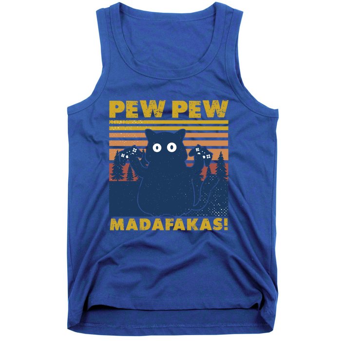 Cat Gaming Pew Pew Madafakas Vintage Gamepad Great Gift Tank Top