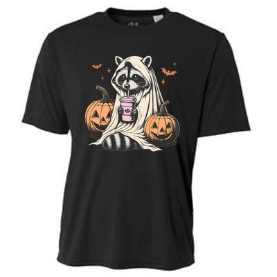 Cute Ghost Pumpkin Halloween Raccoon Costume Raccoon Lovers Cooling Performance Crew T-Shirt