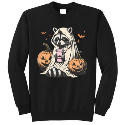 Cute Ghost Pumpkin Halloween Raccoon Costume Raccoon Lovers Sweatshirt