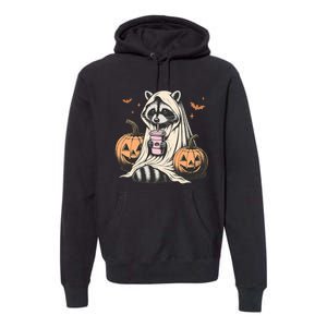 Cute Ghost Pumpkin Halloween Raccoon Costume Raccoon Lovers Premium Hoodie