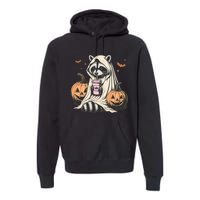 Cute Ghost Pumpkin Halloween Raccoon Costume Raccoon Lovers Premium Hoodie