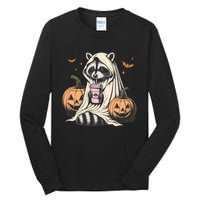 Cute Ghost Pumpkin Halloween Raccoon Costume Raccoon Lovers Tall Long Sleeve T-Shirt