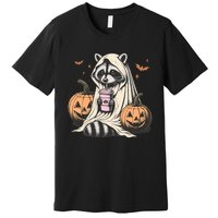 Cute Ghost Pumpkin Halloween Raccoon Costume Raccoon Lovers Premium T-Shirt