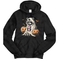 Cute Ghost Pumpkin Halloween Raccoon Costume Raccoon Lovers Tie Dye Hoodie