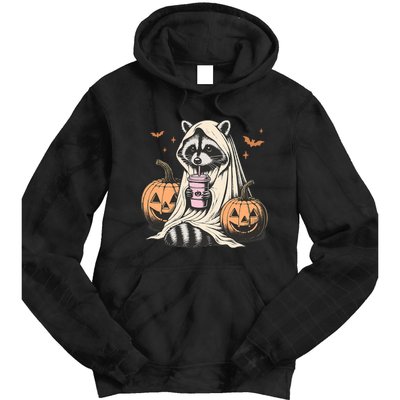 Cute Ghost Pumpkin Halloween Raccoon Costume Raccoon Lovers Tie Dye Hoodie