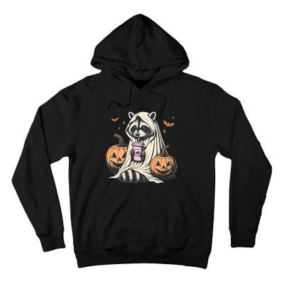 Cute Ghost Pumpkin Halloween Raccoon Costume Raccoon Lovers Tall Hoodie