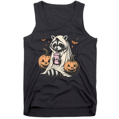 Cute Ghost Pumpkin Halloween Raccoon Costume Raccoon Lovers Tank Top