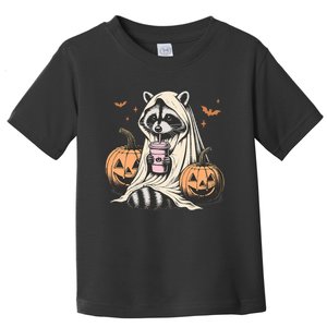 Cute Ghost Pumpkin Halloween Raccoon Costume Raccoon Lovers Toddler T-Shirt