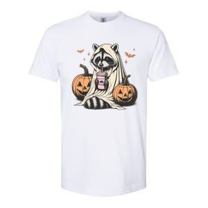 Cute Ghost Pumpkin Halloween Raccoon Costume Raccoon Lovers Softstyle CVC T-Shirt