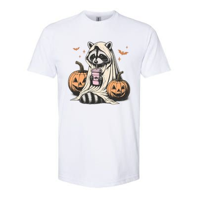 Cute Ghost Pumpkin Halloween Raccoon Costume Raccoon Lovers Softstyle CVC T-Shirt