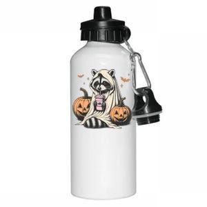 Cute Ghost Pumpkin Halloween Raccoon Costume Raccoon Lovers Aluminum Water Bottle