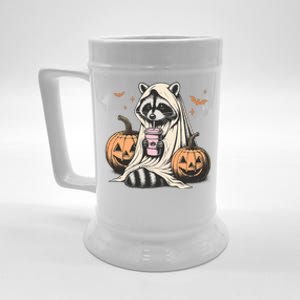 Cute Ghost Pumpkin Halloween Raccoon Costume Raccoon Lovers Beer Stein