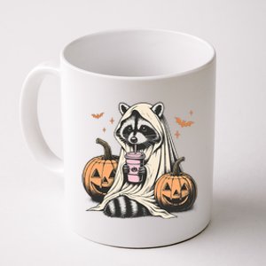 Cute Ghost Pumpkin Halloween Raccoon Costume Raccoon Lovers Coffee Mug