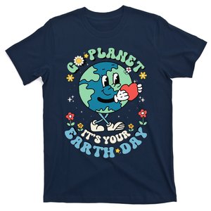 Cute Go Planet Its Your Earth Day 2024 Teacher Groovy T-Shirt