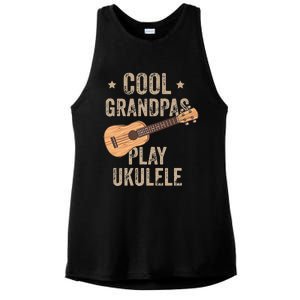 Cool Grandpas Play Ukulele Ukulele Music Guitar Ladies PosiCharge Tri-Blend Wicking Tank