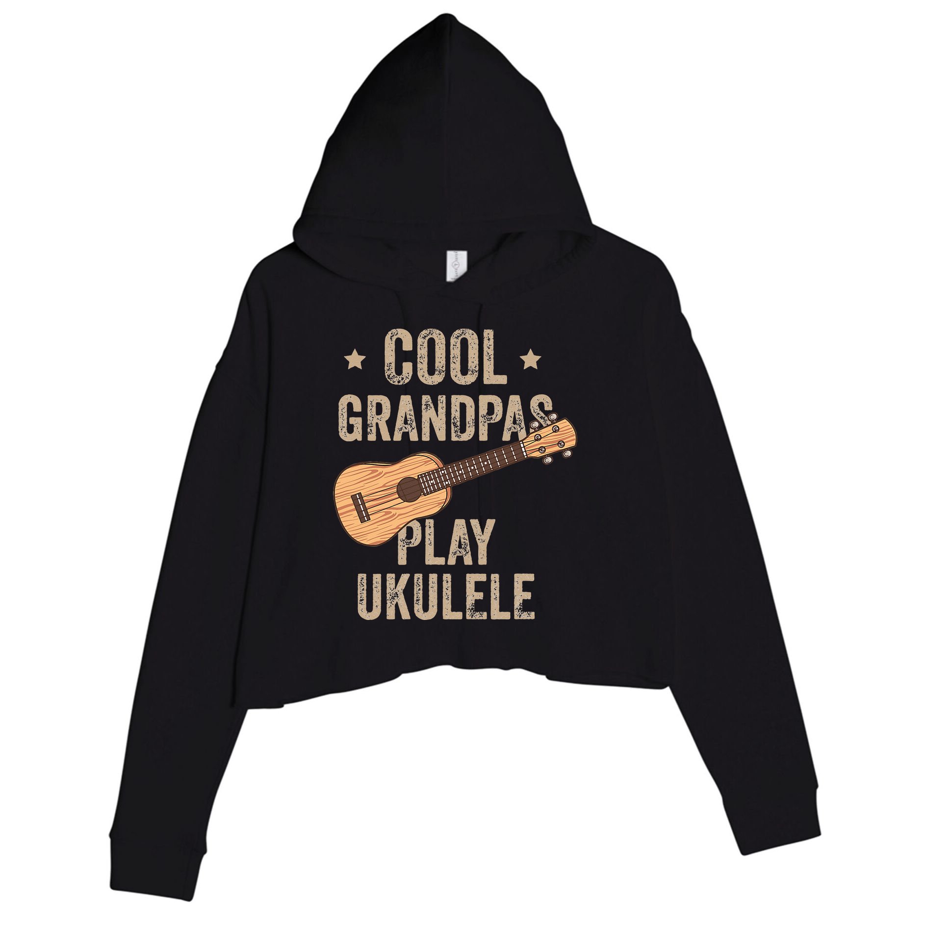 Cool Grandpas Play Ukulele Ukulele Music Guitar Crop Fleece Hoodie