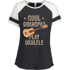 Cool Grandpas Play Ukulele Ukulele Music Guitar Enza Ladies Jersey Colorblock Tee