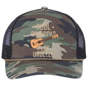 Cool Grandpas Play Ukulele Ukulele Music Guitar Retro Rope Trucker Hat Cap