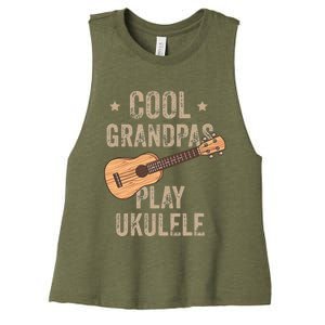 Cool Grandpas Play Ukulele Ukulele Music Guitar Women's Racerback Cropped Tank