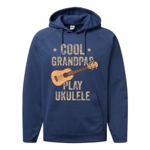 Cool Grandpas Play Ukulele Ukulele Music Guitar Performance Fleece Hoodie