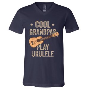 Cool Grandpas Play Ukulele Ukulele Music Guitar V-Neck T-Shirt