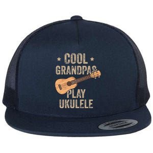 Cool Grandpas Play Ukulele Ukulele Music Guitar Flat Bill Trucker Hat