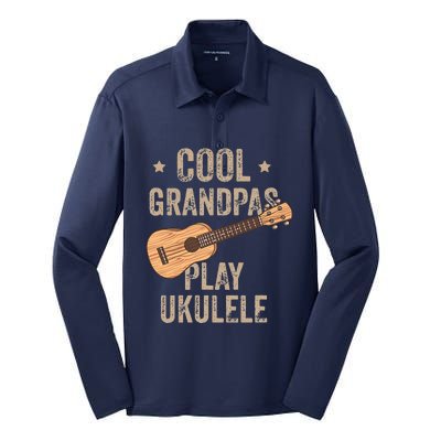 Cool Grandpas Play Ukulele Ukulele Music Guitar Silk Touch Performance Long Sleeve Polo