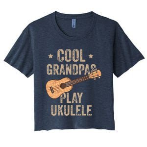 Cool Grandpas Play Ukulele Ukulele Music Guitar Women's Crop Top Tee