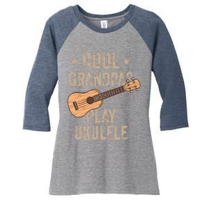 Cool Grandpas Play Ukulele Ukulele Music Guitar Women's Tri-Blend 3/4-Sleeve Raglan Shirt