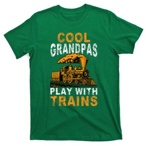 Cool Grandpas Play With Trains Locomotive Train Grandpa T-Shirt