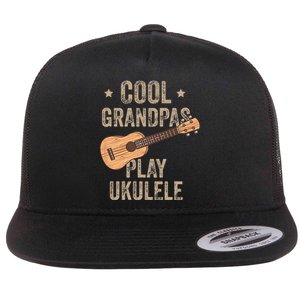 Cool Grandpas Play Ukulele Ukulele Music Guitar Flat Bill Trucker Hat