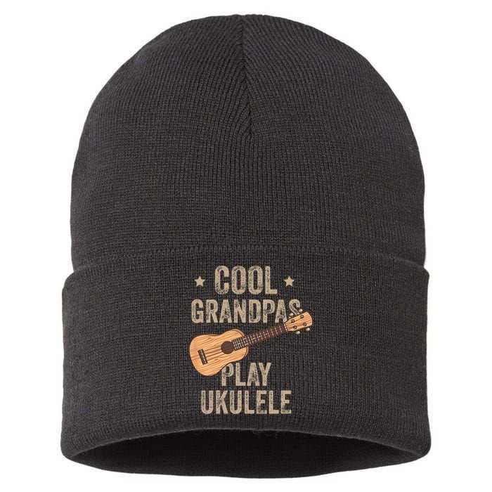 Cool Grandpas Play Ukulele Ukulele Music Guitar Sustainable Knit Beanie