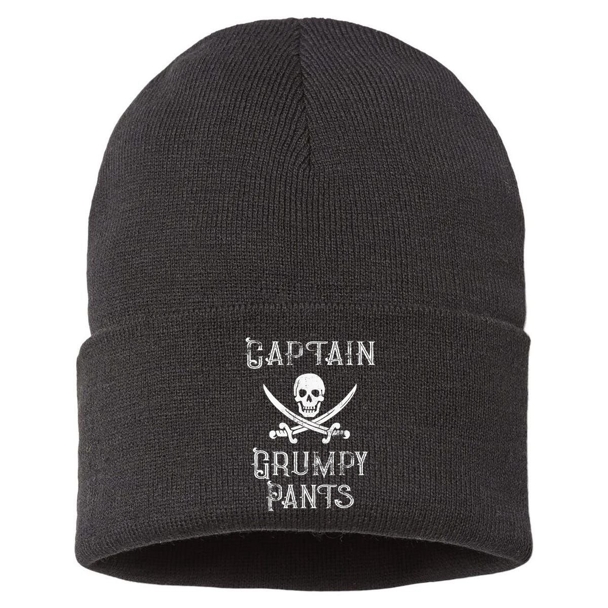 Captain Grumpy Pants Personalized Pirate Pontoon Sustainable Knit Beanie