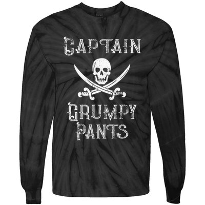 Captain Grumpy Pants Personalized Pirate Pontoon Tie-Dye Long Sleeve Shirt