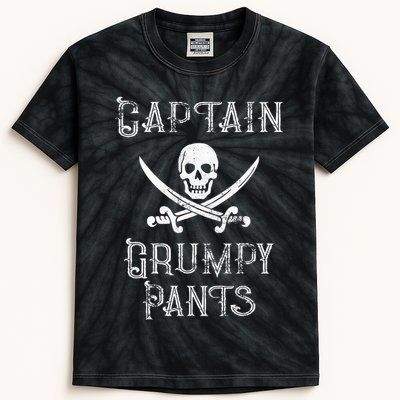 Captain Grumpy Pants Personalized Pirate Pontoon Kids Tie-Dye T-Shirt