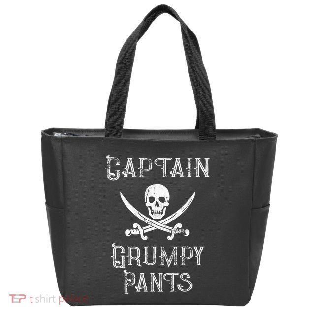 Captain Grumpy Pants Personalized Pirate Pontoon Zip Tote Bag