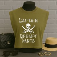 Captain Grumpy Pants Personalized Pirate Pontoon Garment-Dyed Women's Muscle Tee