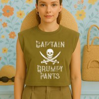 Captain Grumpy Pants Personalized Pirate Pontoon Garment-Dyed Women's Muscle Tee